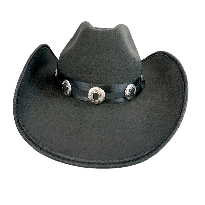 Cowboy Hat  Wide Brim Small Round Conch Western Leather Band