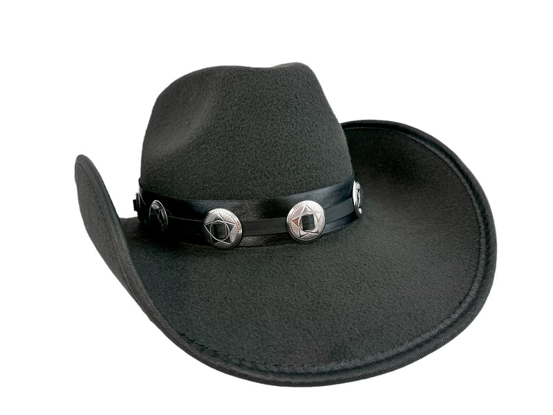 Cowboy Hat  Wide Brim Small Round Conch Western Leather Band