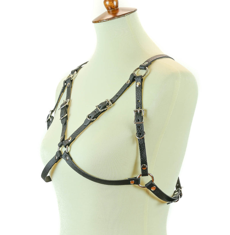 Skinny Leather Chest Bra Style Harness
