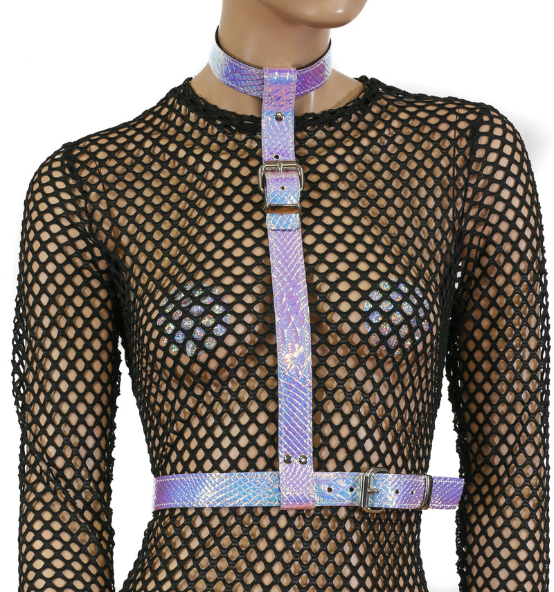 Snake Rainbow 3 Strap Suspender Style Vegan Leather Harness Multi Options