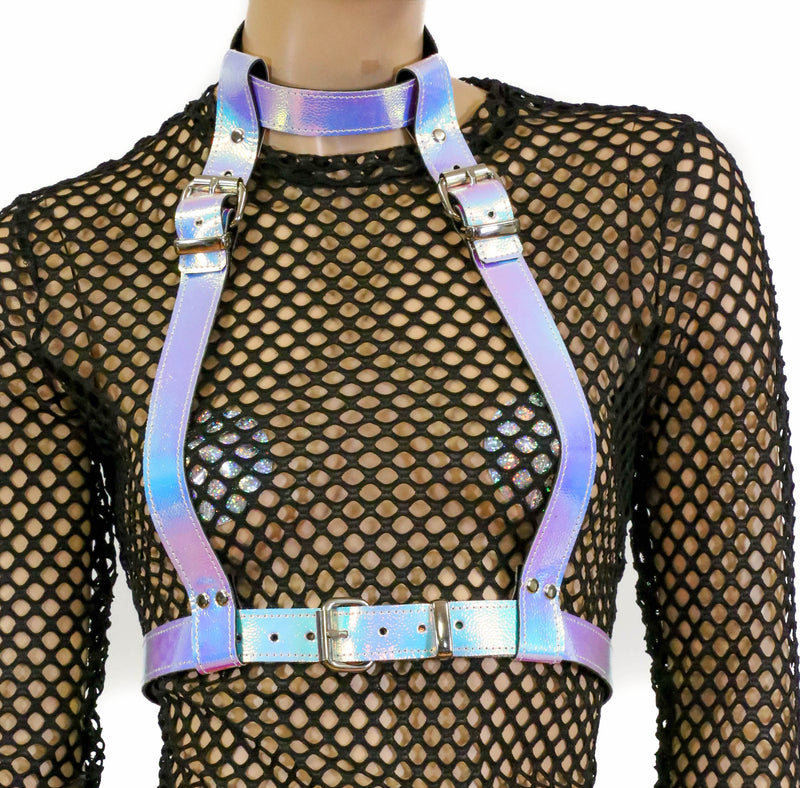 Pebbled Rainbow 3 Strap Suspender Style Vegan Leather Harness Multi Options