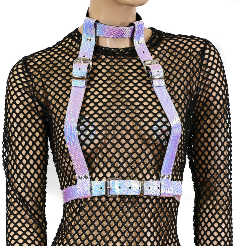 Snake Rainbow 3 Strap Suspender Style Vegan Leather Harness Multi Options