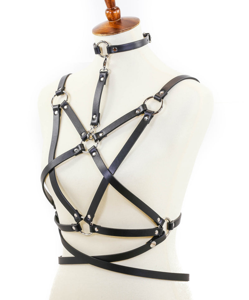 Pentagram Style Vegan Leather Harness