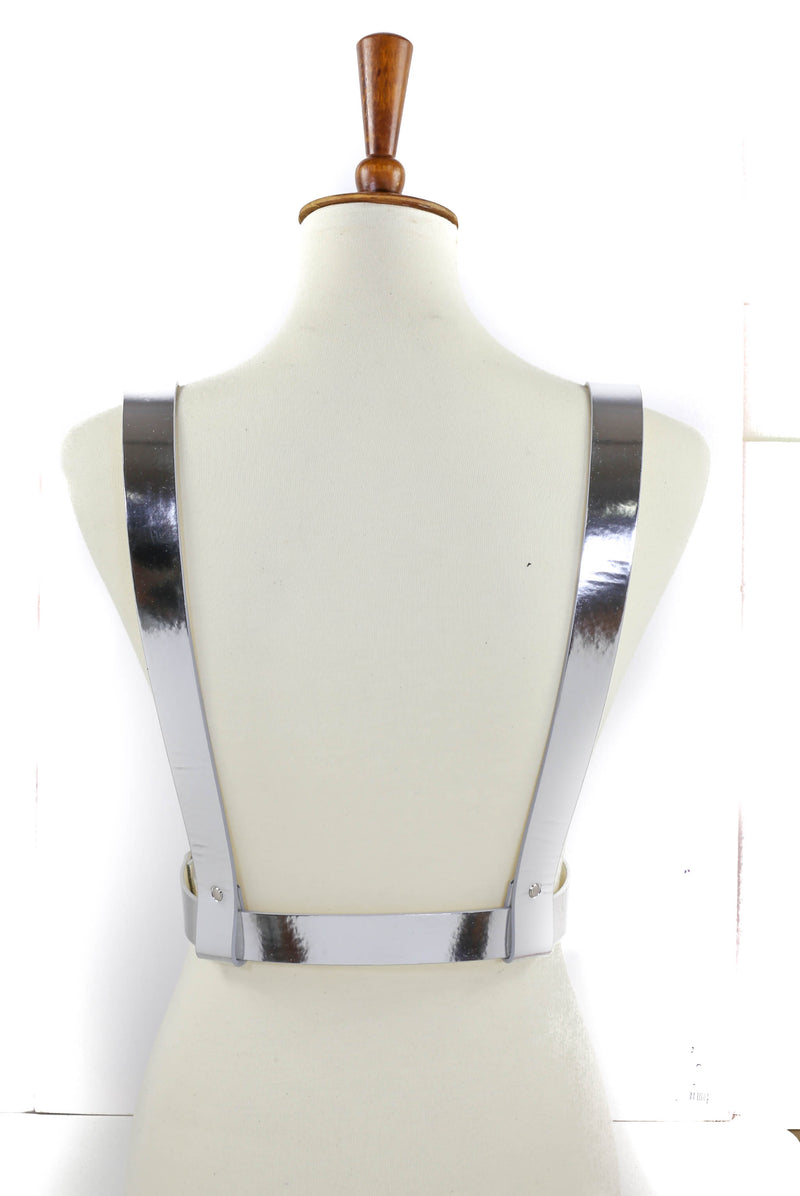 Silver Suspender Style Vegan Leather Harness