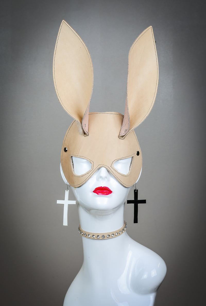 Nude Leather Ears Bunny Ears Exotic face Mask