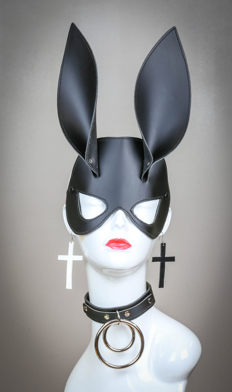 Leather Ears Bunny Ears Exotic face Mask
