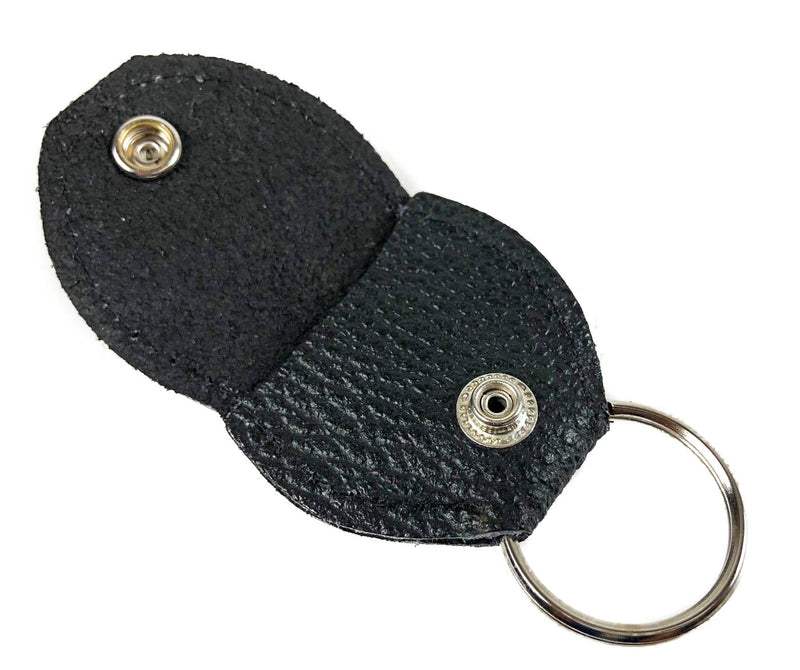Heavy Duty Guitar Pick Holder Key Ring Leather Professional Grade Black Buffalo